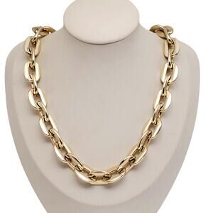 West Germany Chunky Necklace Pale Gold Tone Link Chain Statement Choker Collar